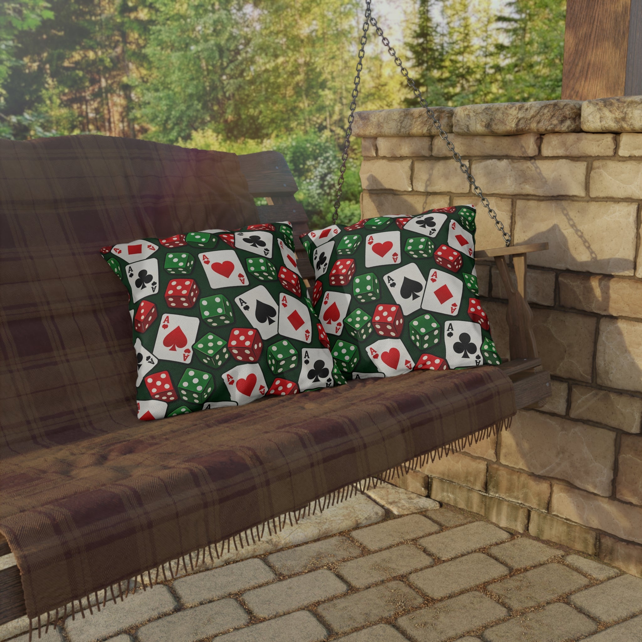 Casino Aces  Dice Outdoor Pillow — Poker Themed
