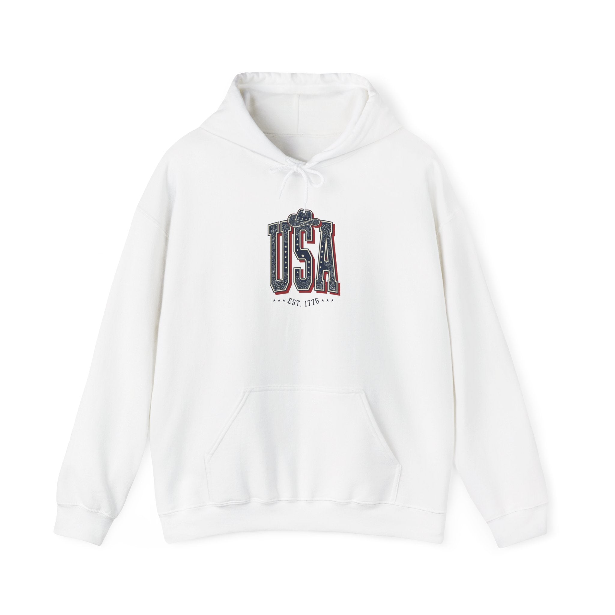 Vintage USA Typography Hoodie | 4th of July Patriotic Americana