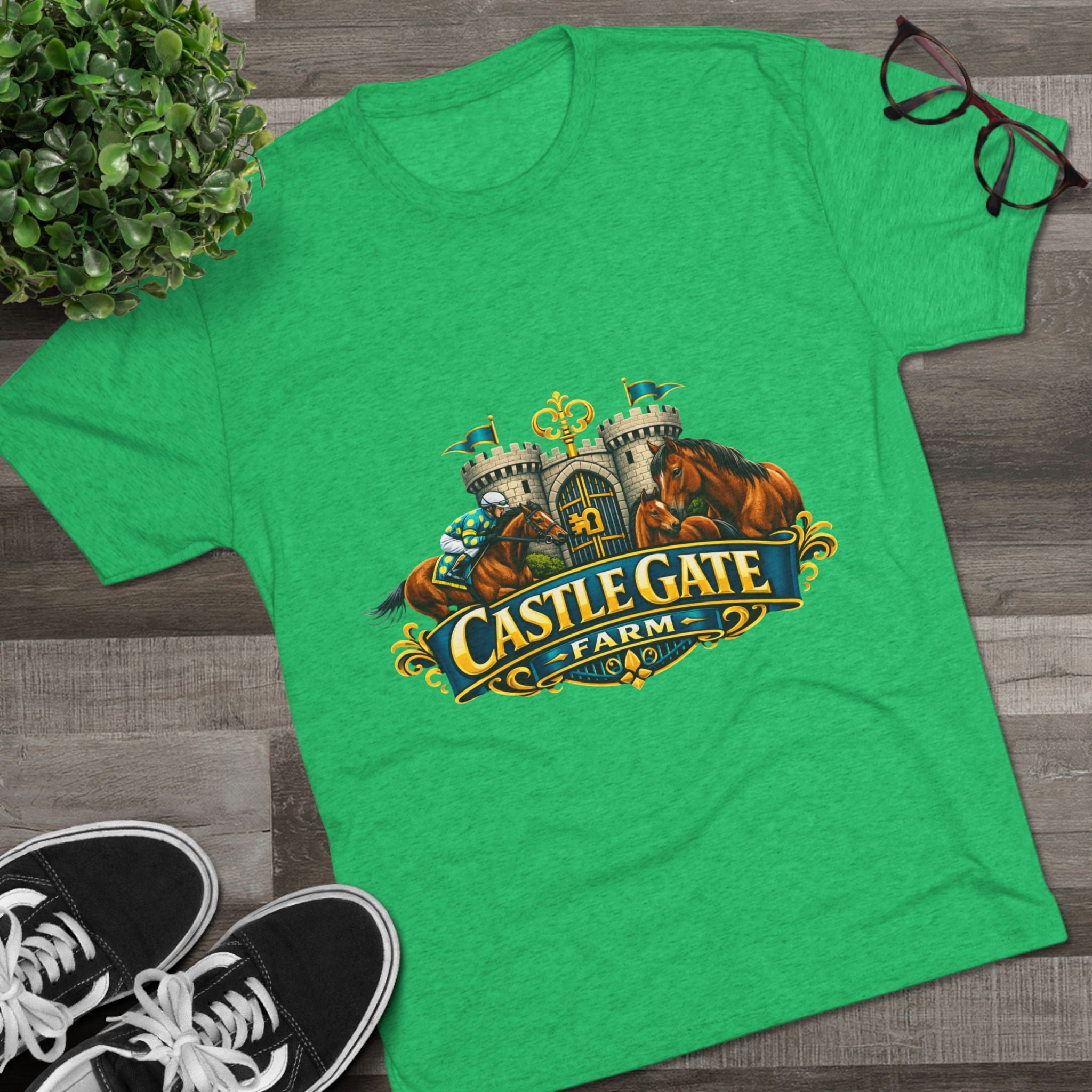 Castle Gate Farm T-Shirt – Retro Crest Logo Tee for Farm Lovers