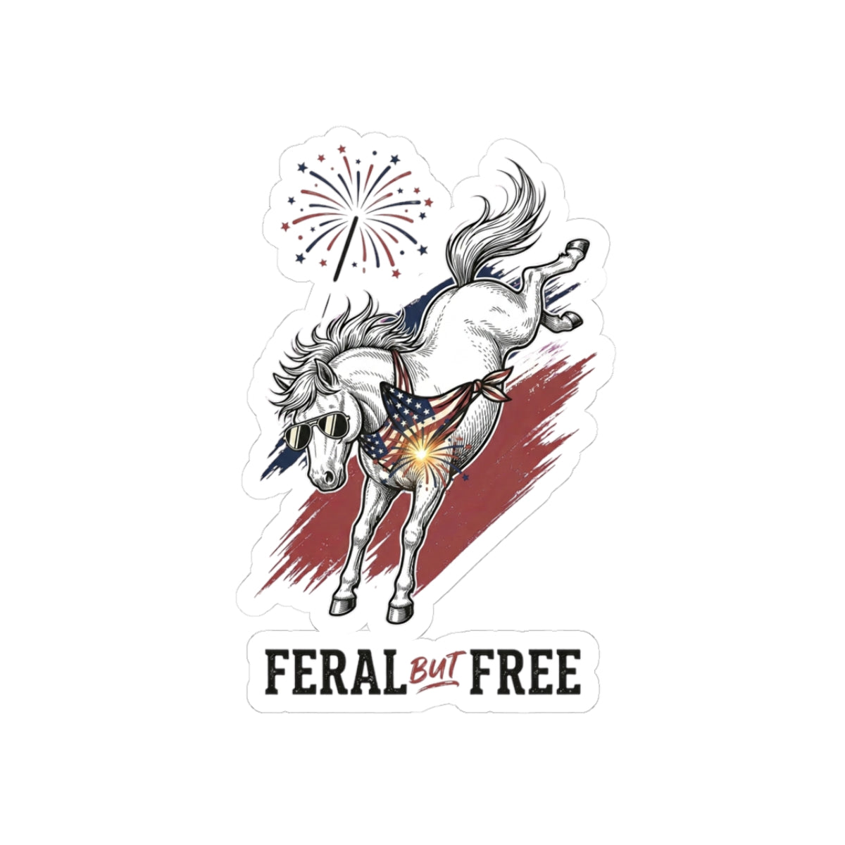 Feral But Free naughty pony sticker, kiss-cut vinyl sticker | witty mental exhaustion