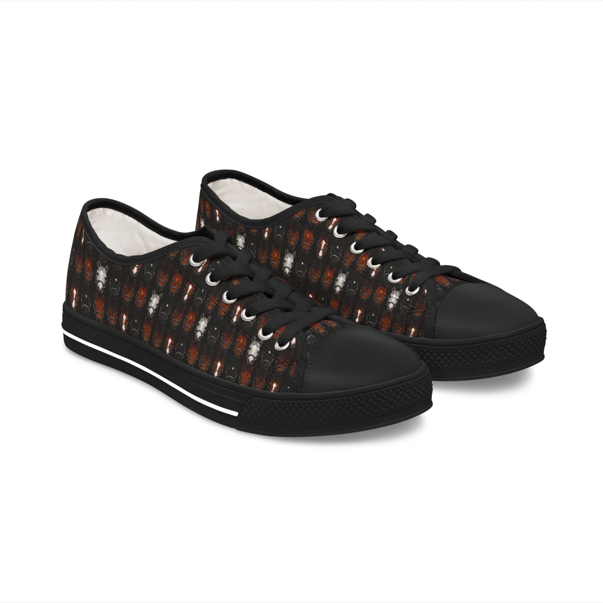 Womens Low Top Sneakers all over horse head print