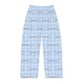 Baby Blue Plaid Bit Print Womens Pajama Pants or Soft Lounge