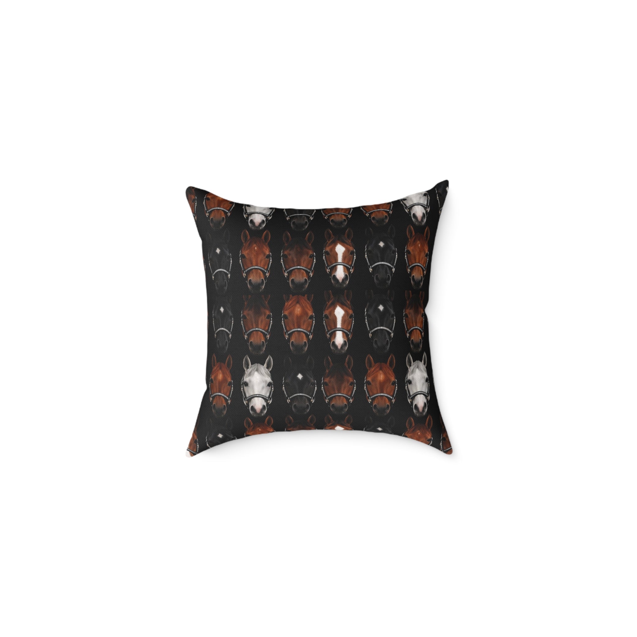 Equestrian Horse Portrait Square Pillow – Rustic Stable Decor