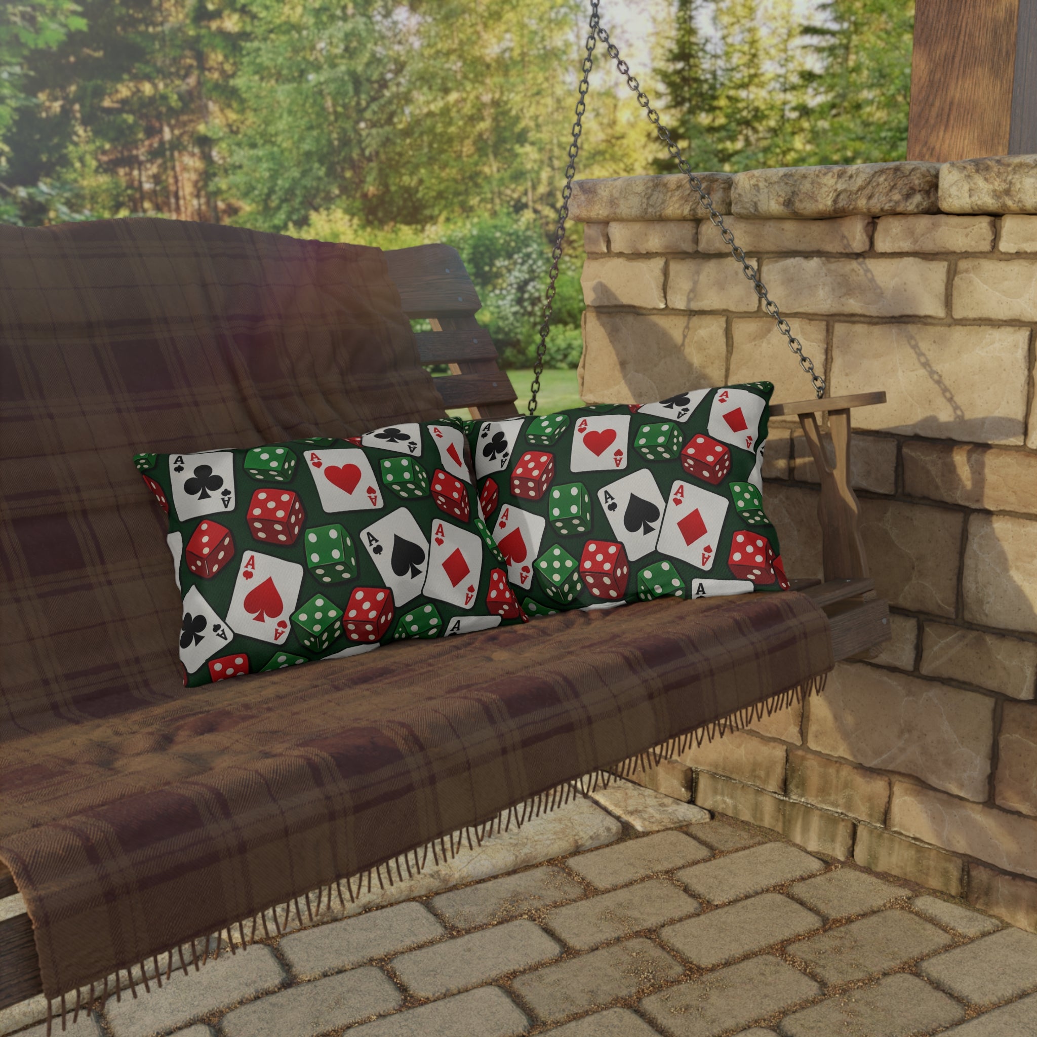 Casino Aces  Dice Outdoor Pillow — Poker Themed