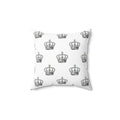 Crown Pattern Square Pillow — Royal Monochrome Decorative Throw Pillow