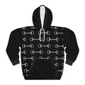 Hoodie — Black Equestrian Bit Pattern Print Hoodie