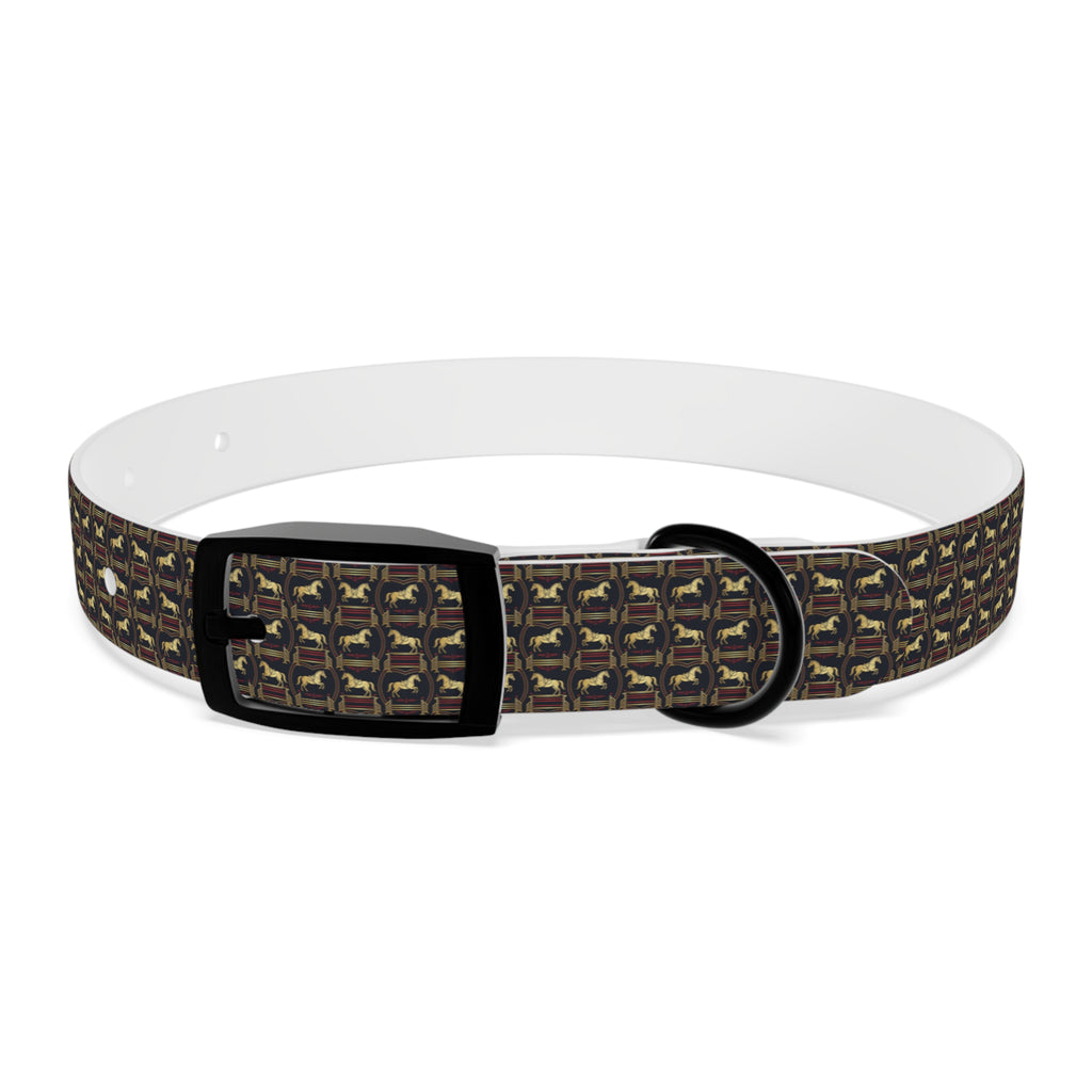 Navy Rich Red and Gold all over Horse Equestrian print dirt and waterproof collar