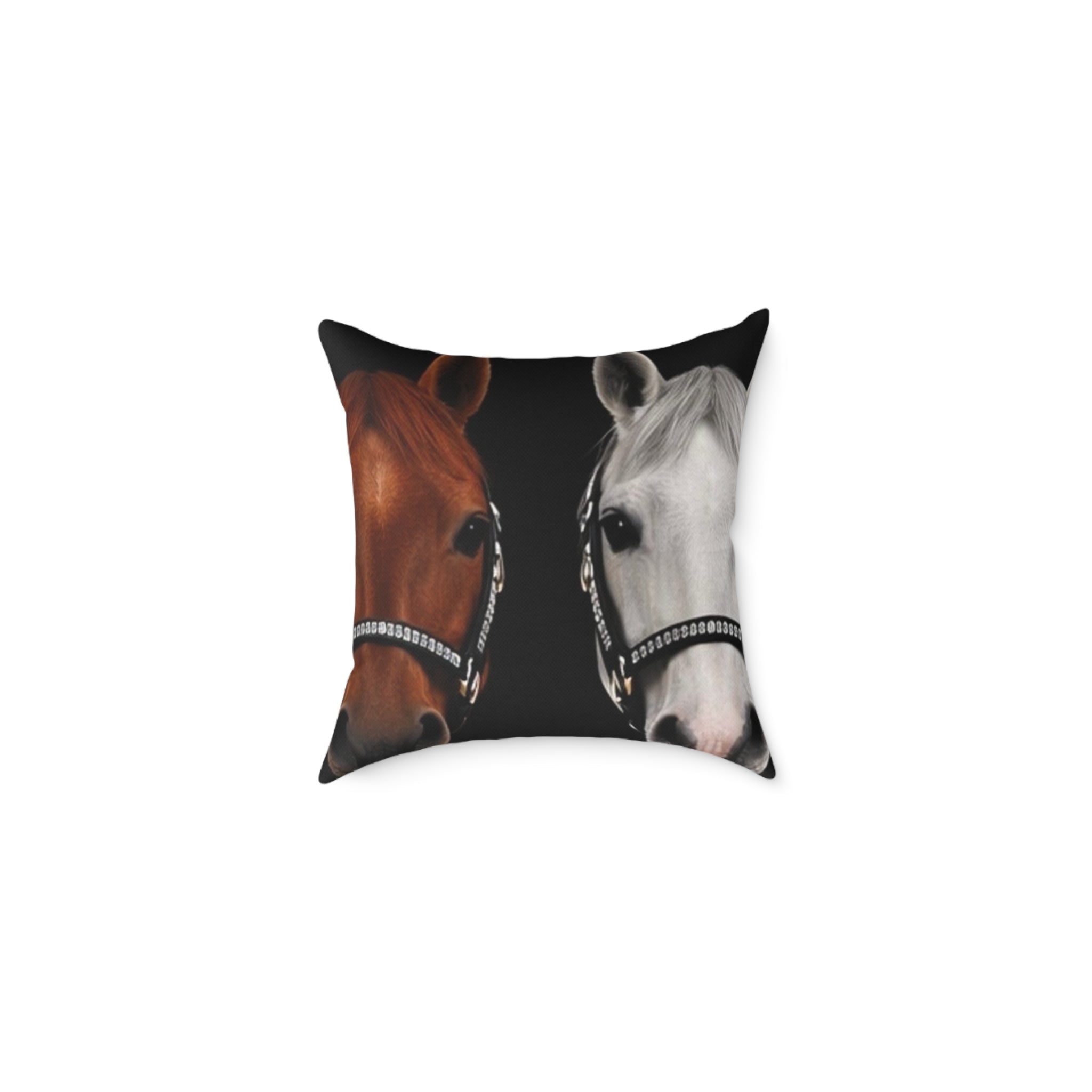 Equestrian Horse Portrait Square Pillow – Rustic Stable Decor