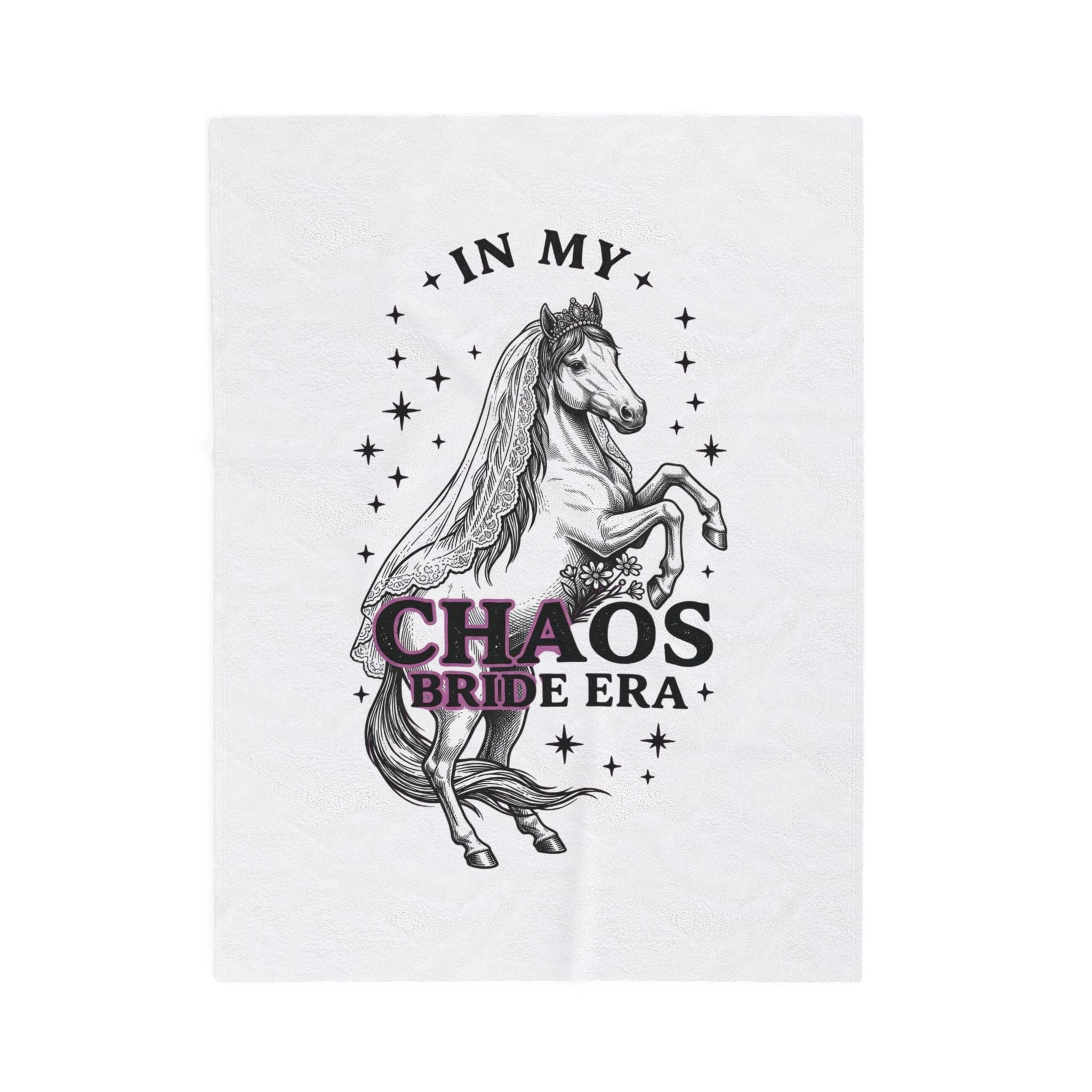 Velveteen Plush Blanket - "In My Chaos Bride Era" Horse Bridal Throw