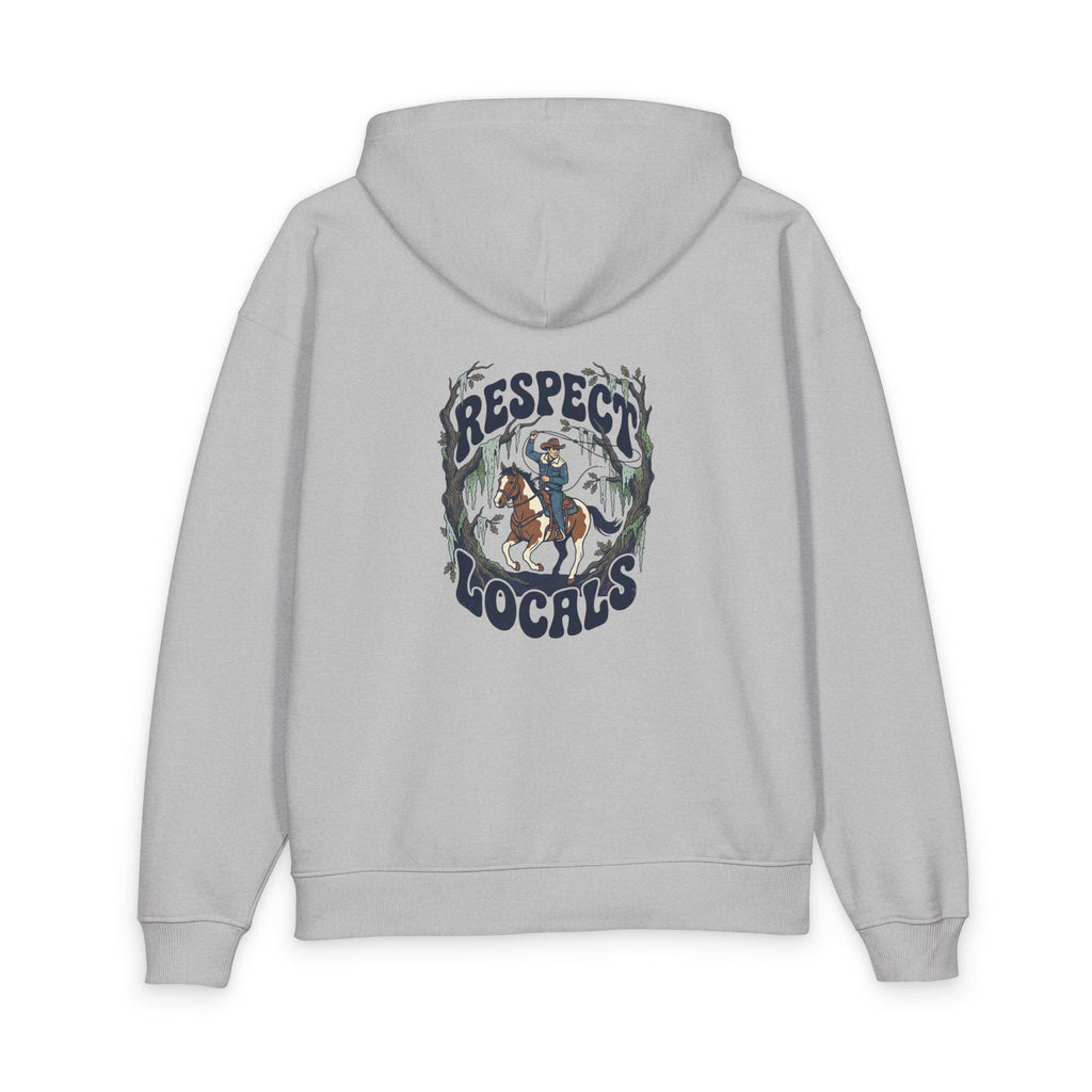 Respect Locals Hoodie — Eco Organic Relaxed Pullover with Western Graphic