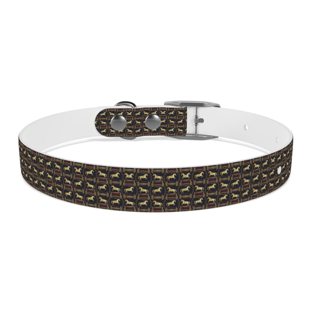 Navy Rich Red and Gold all over Horse Equestrian print dirt and waterproof collar