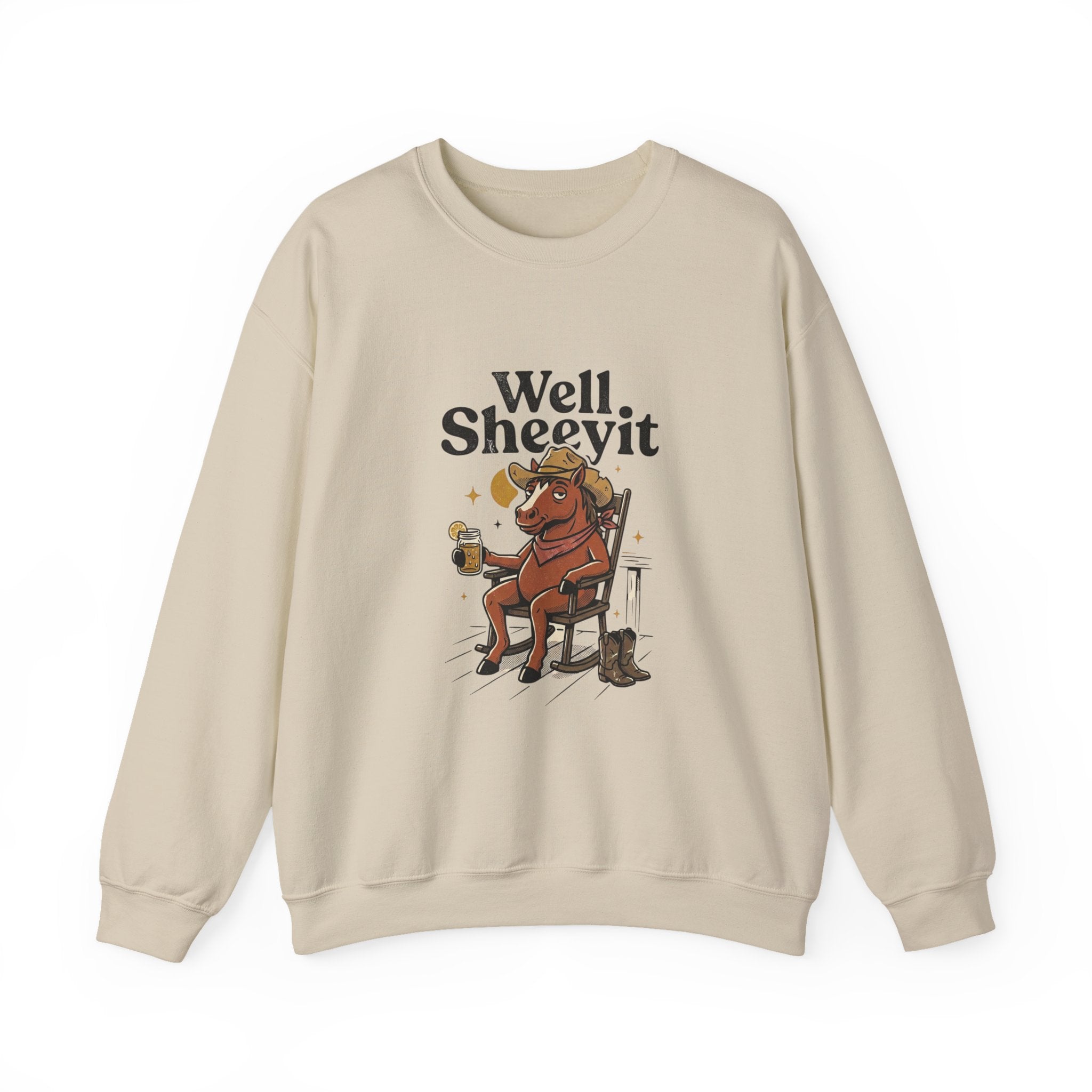 Well Sheeyit Horse Crewneck Sweatshirt | Vintage Southern, Rustic Western Humor