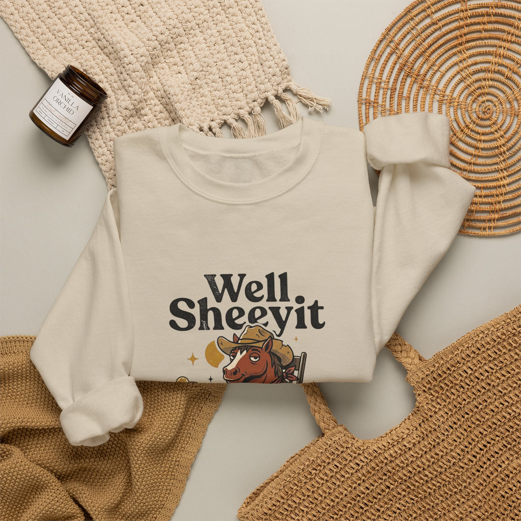 Well Sheeyit Horse Crewneck Sweatshirt | Vintage Southern, Rustic Western Humor