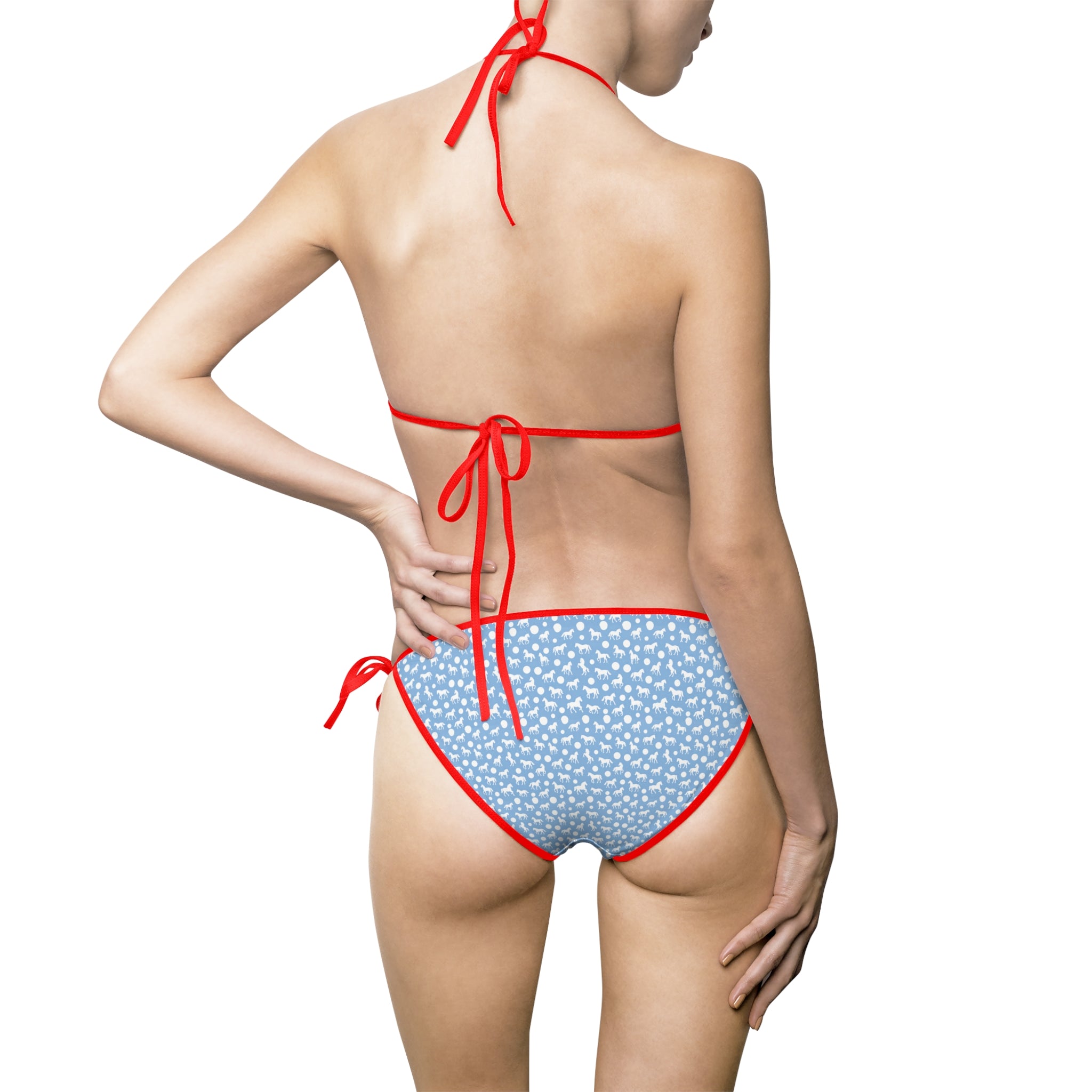 Women's Bikini Swimsuit Playful Horses and Polka Dots