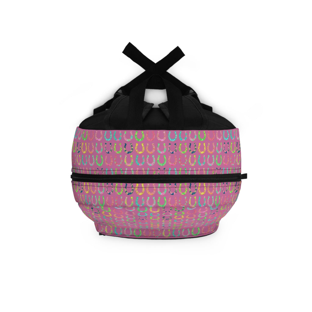 Pink Horseshoe Pattern Backpack — Cute Lucky Charm School Bag