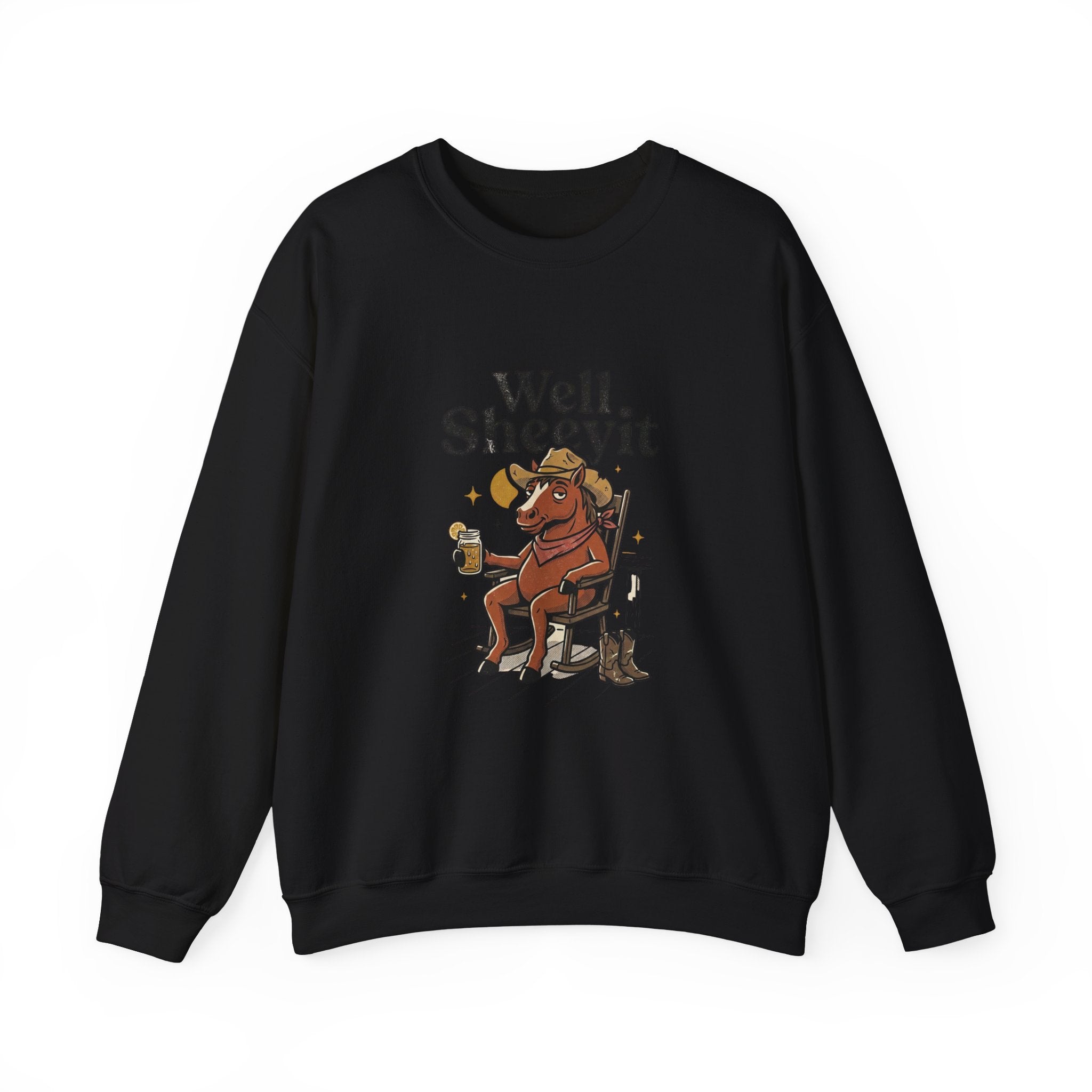 Well Sheeyit Horse Crewneck Sweatshirt | Vintage Southern, Rustic Western Humor