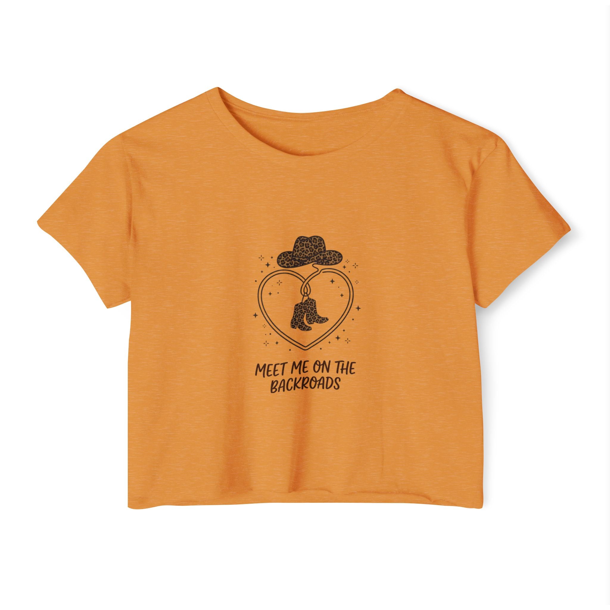Festival Crop Top — "Meet Me on the Backroads" Country Cowgirl Graphic