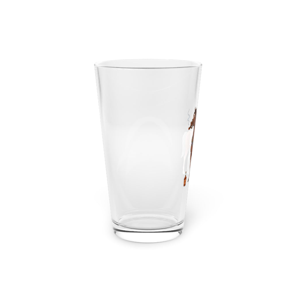 Racing Horse Pint Glass — Funny Smoking Jockey Horse 16oz Beer Glass