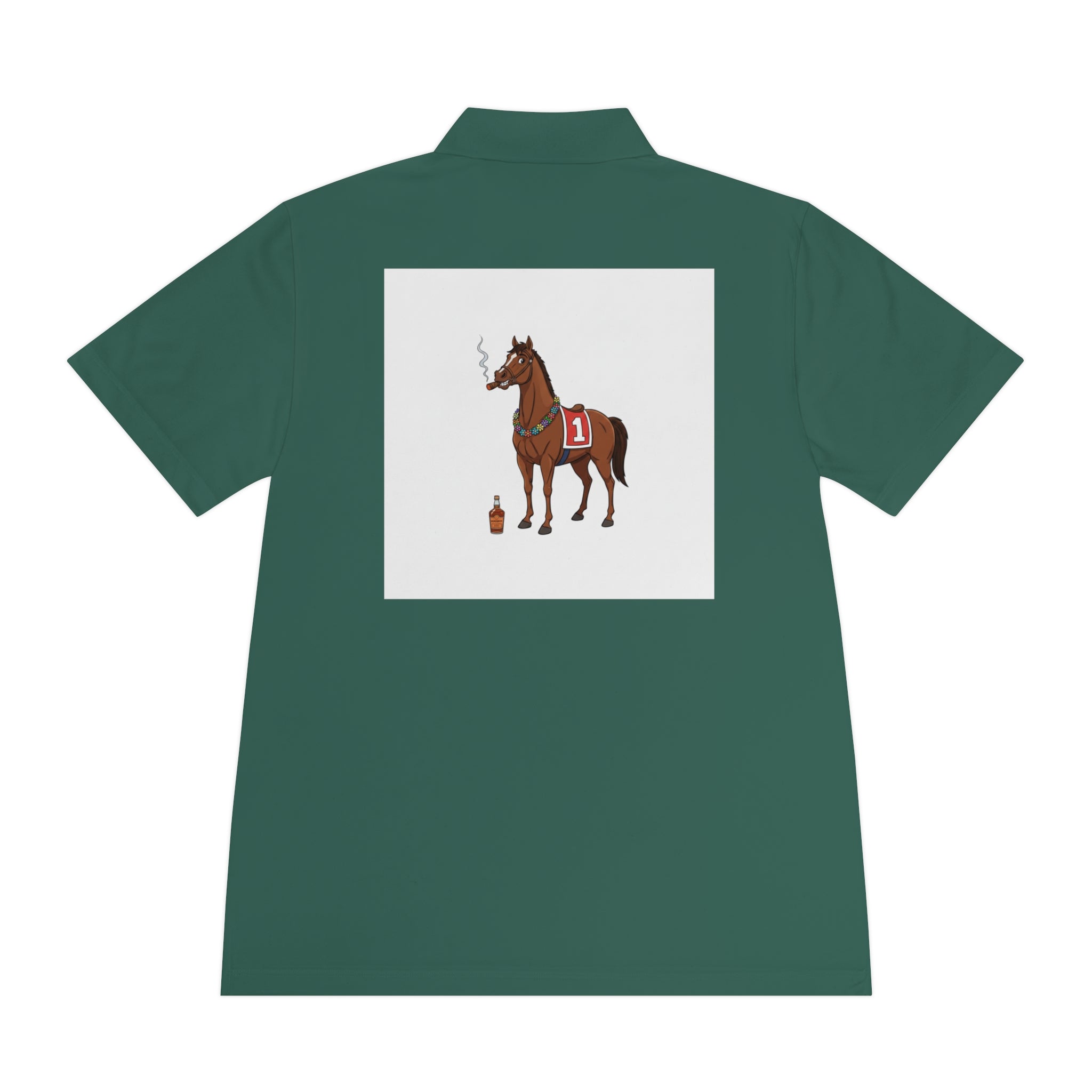 Horse Racing Polo Shirt — Vintage Jockey Saddle & Racing Horse Design