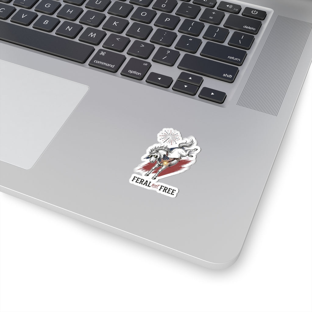 Feral But Free naughty pony sticker, kiss-cut vinyl sticker | witty mental exhaustion