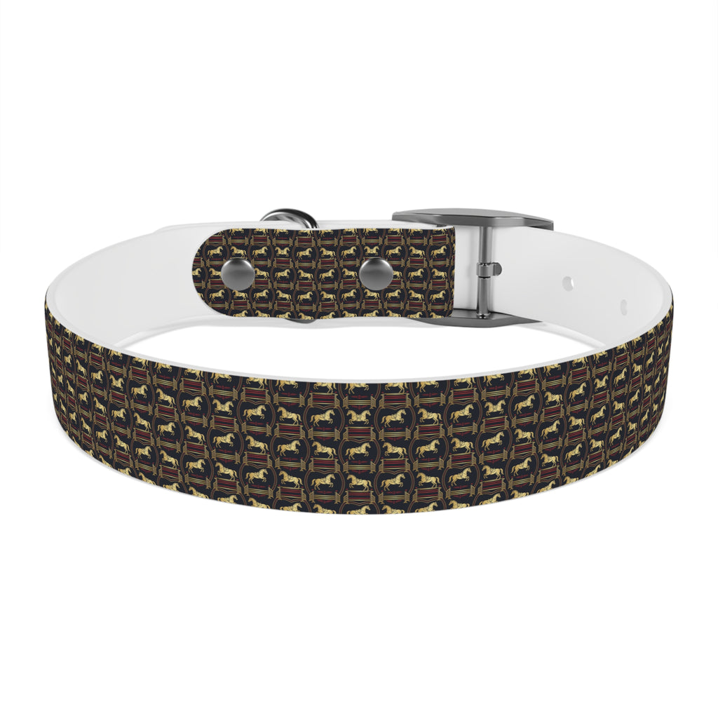 Navy Rich Red and Gold all over Horse Equestrian print dirt and waterproof collar