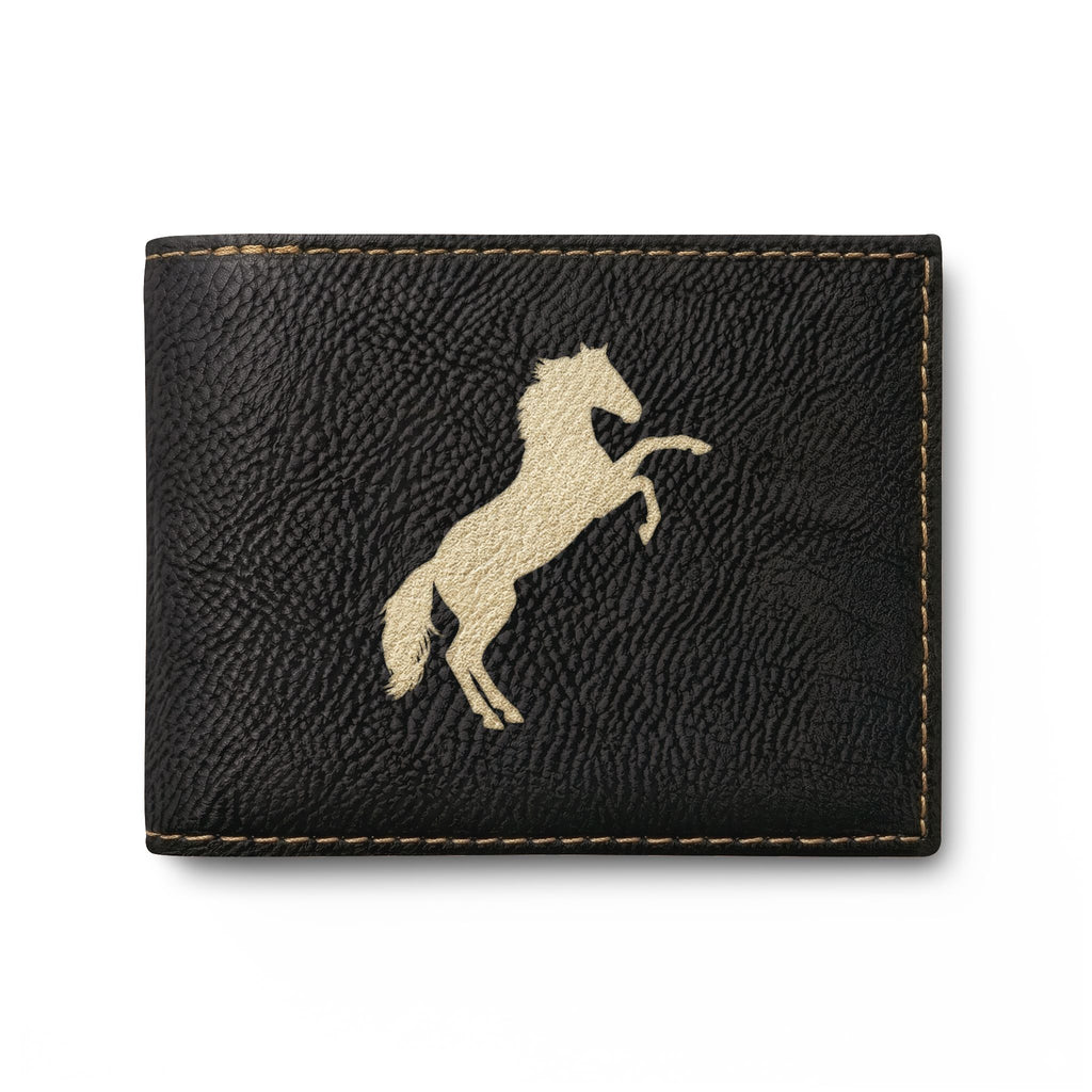 Rearing Horse Bi-Fold Wallet — Leather Wallet with Flip, Equestrian Gift