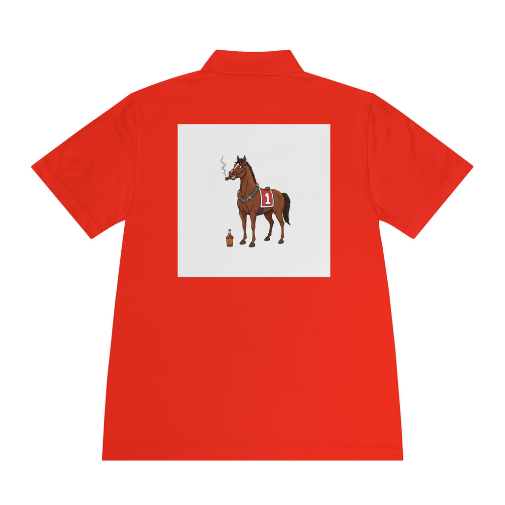 Horse Racing Polo Shirt — Vintage Jockey Saddle & Racing Horse Design