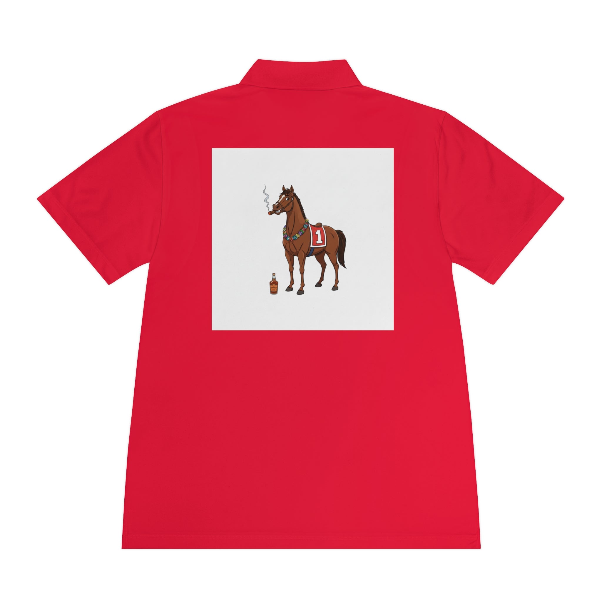 Horse Racing Polo Shirt — Vintage Jockey Saddle & Racing Horse Design