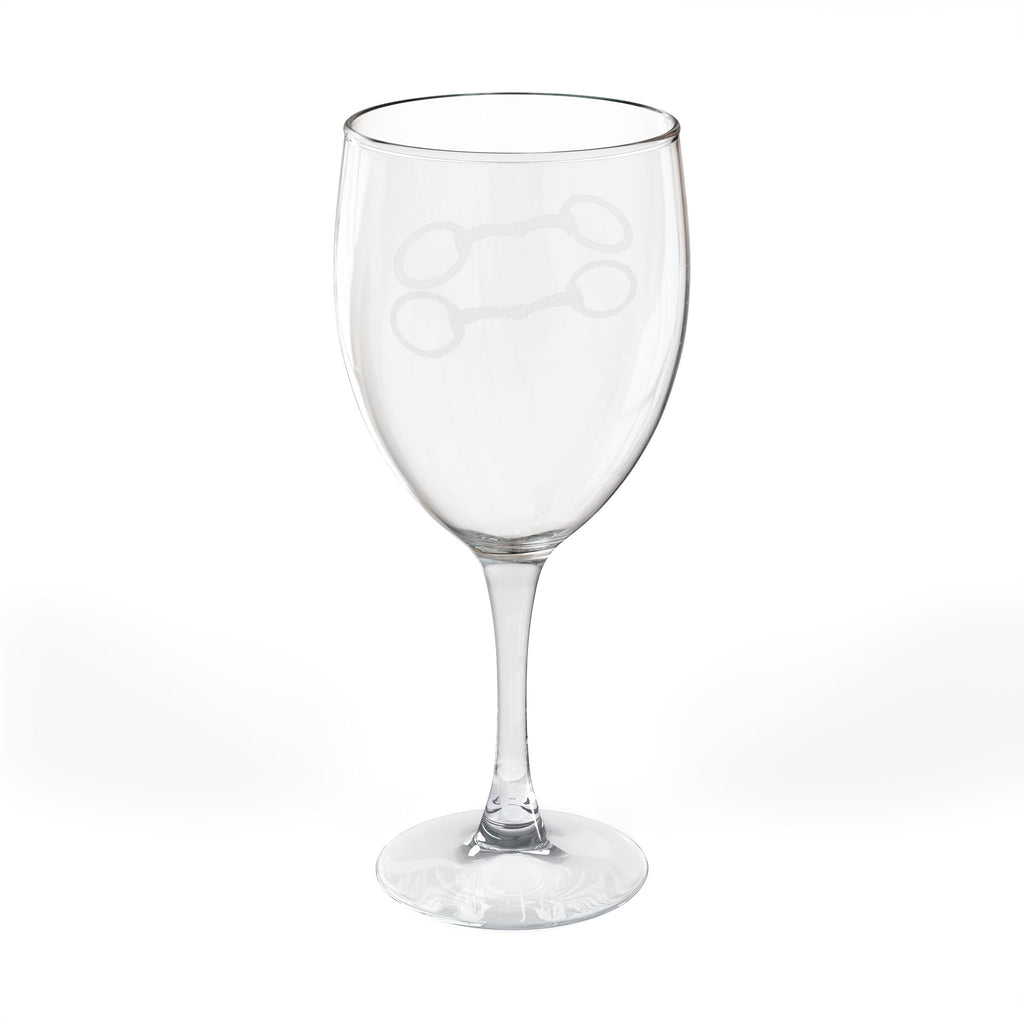 Engraved 10.5oz Wine Glass — Snaffle Horse Bit Design