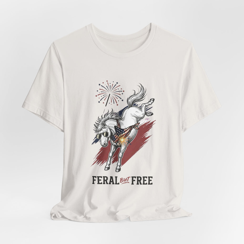 Feral but Free horse illustration Tee | edgy ironic mental health humor