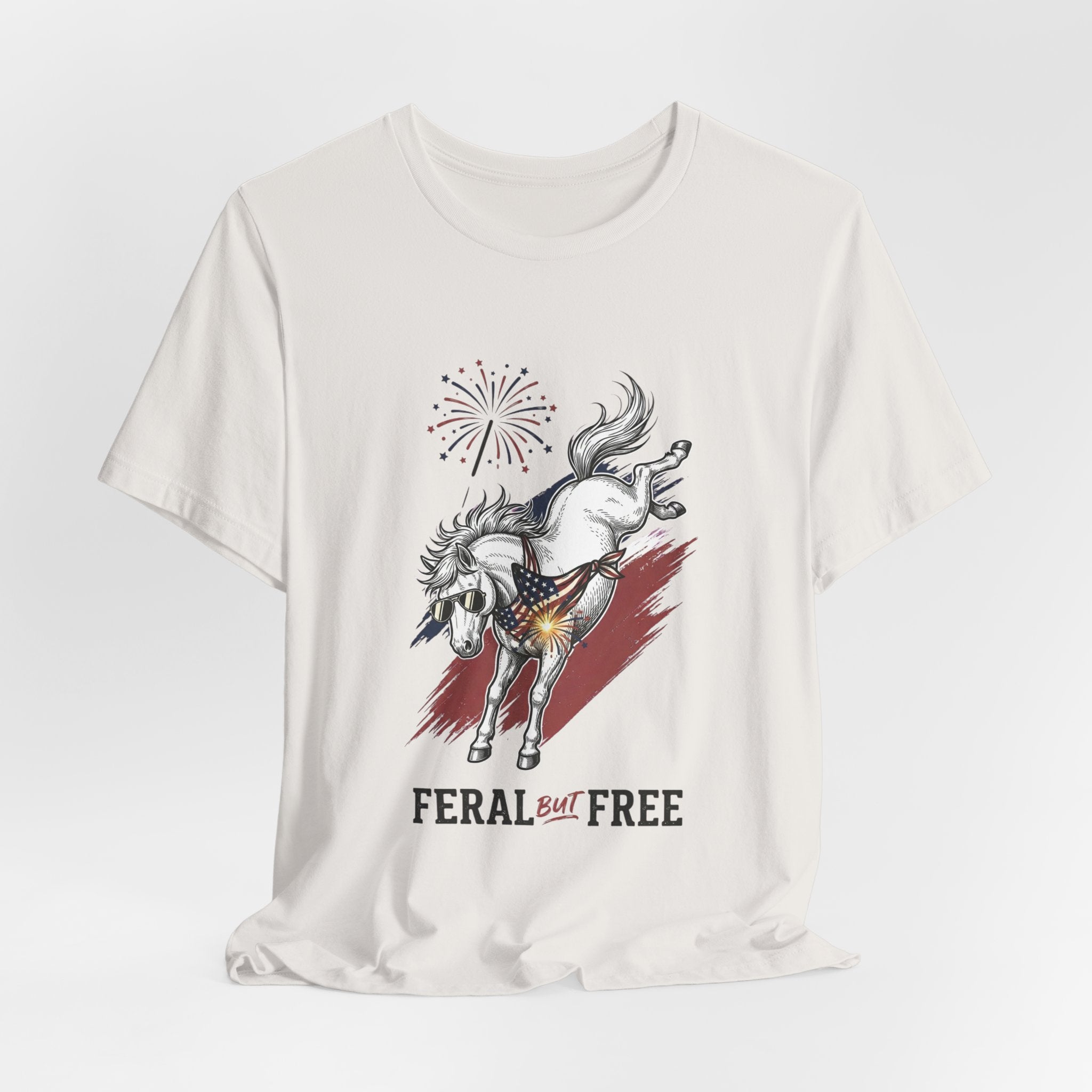 Feral but Free horse illustration Tee | edgy ironic mental health humor