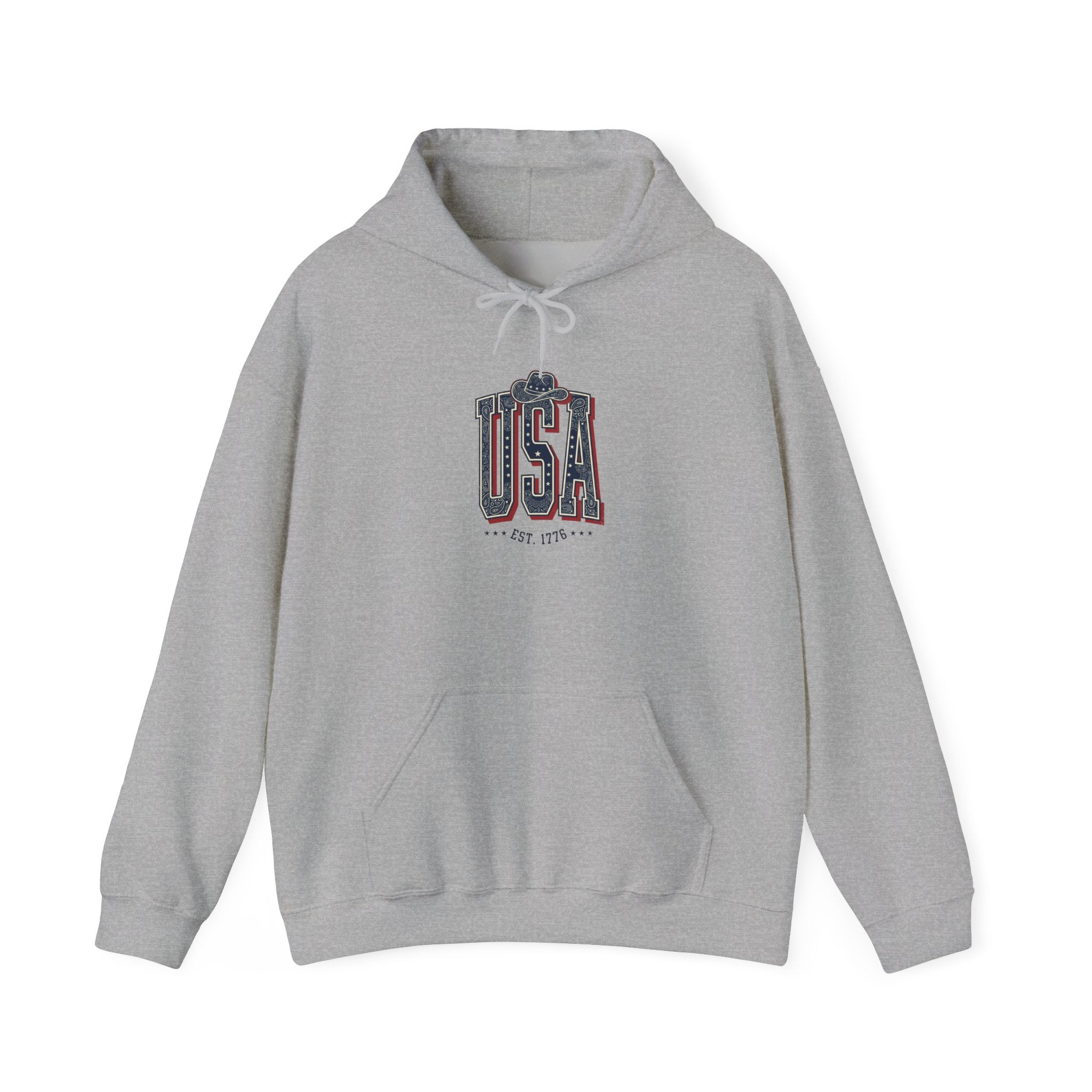 Vintage USA Typography Hoodie | 4th of July Patriotic Americana