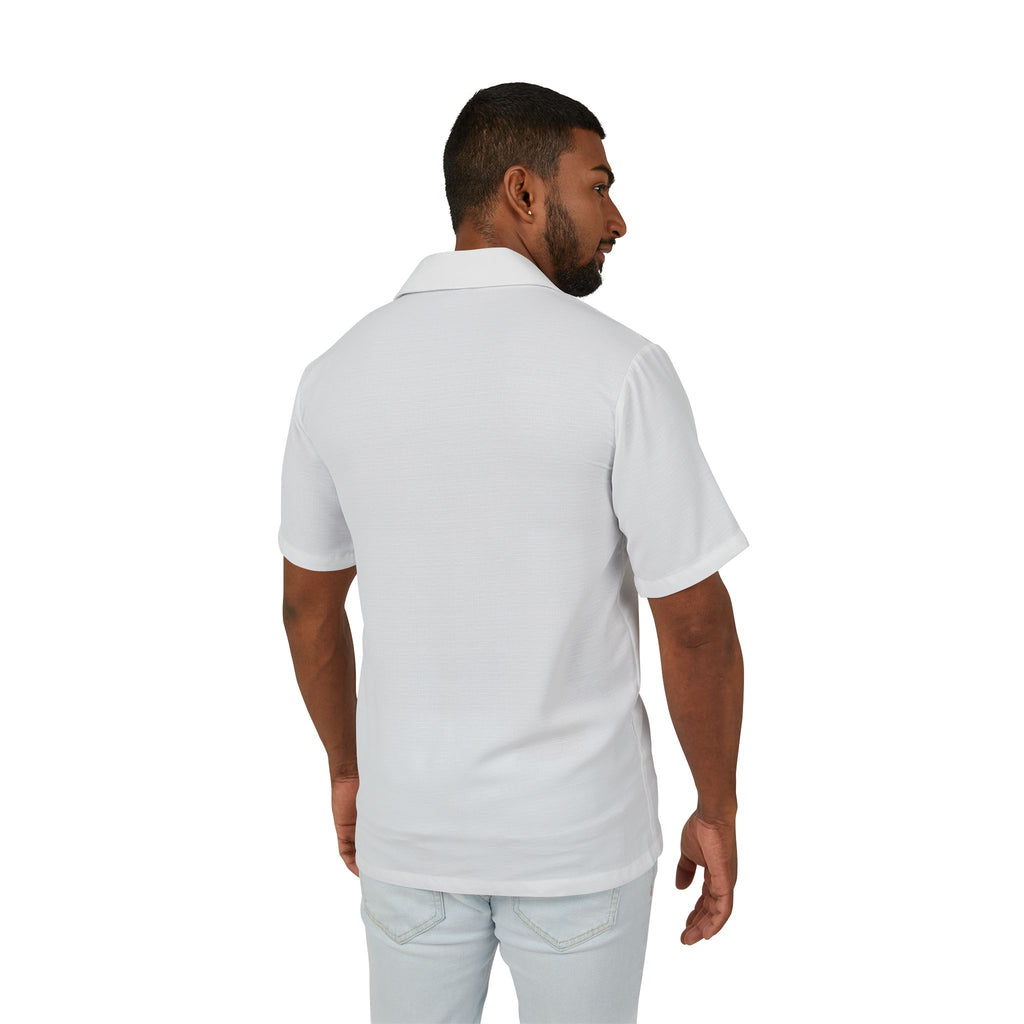 Men's White Button Down Shirt — Subtle Comical Lawn Jockey Print On Collar