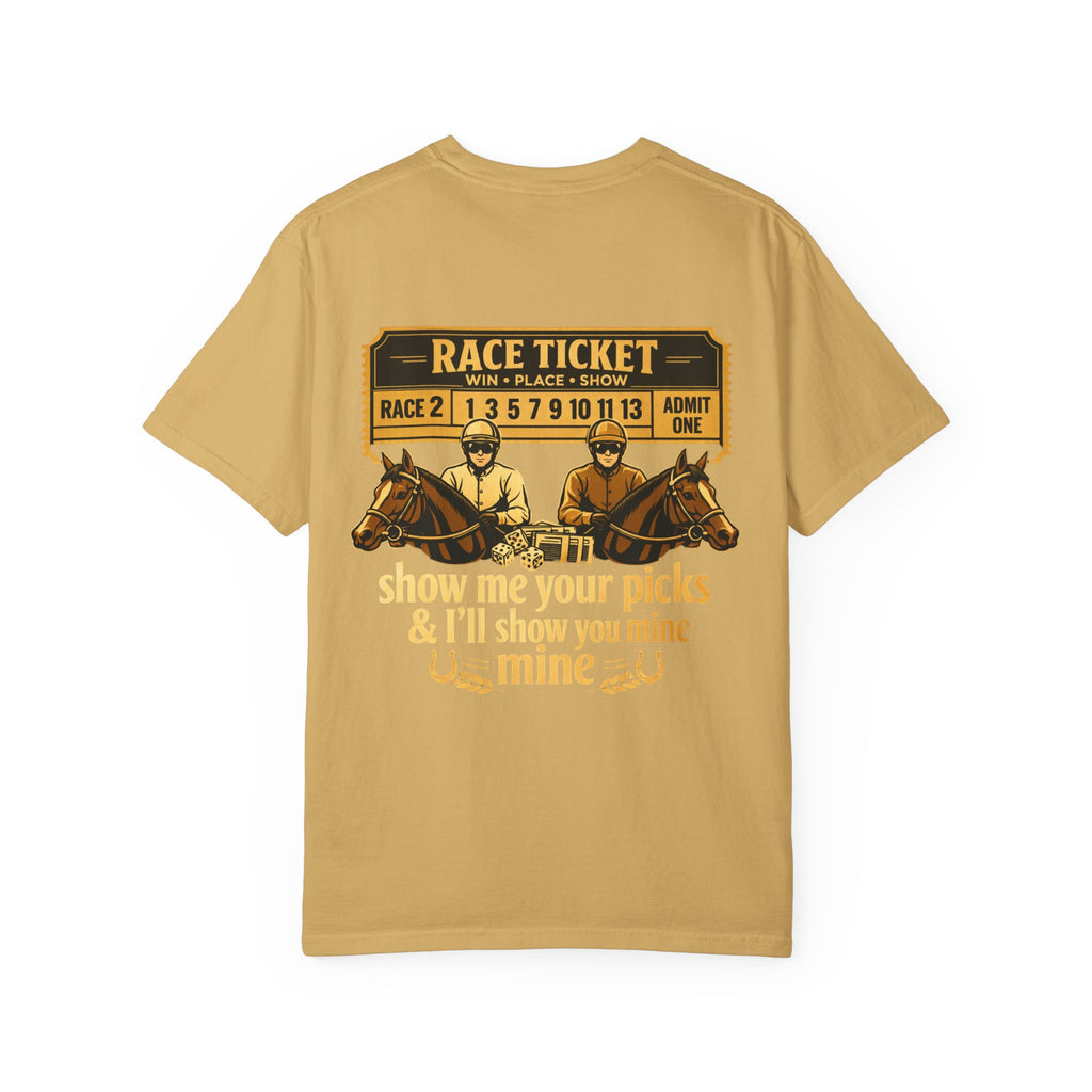 Horse Racing T-Shirt — "Show Me Your Picks" Vintage Race Ticket Design
