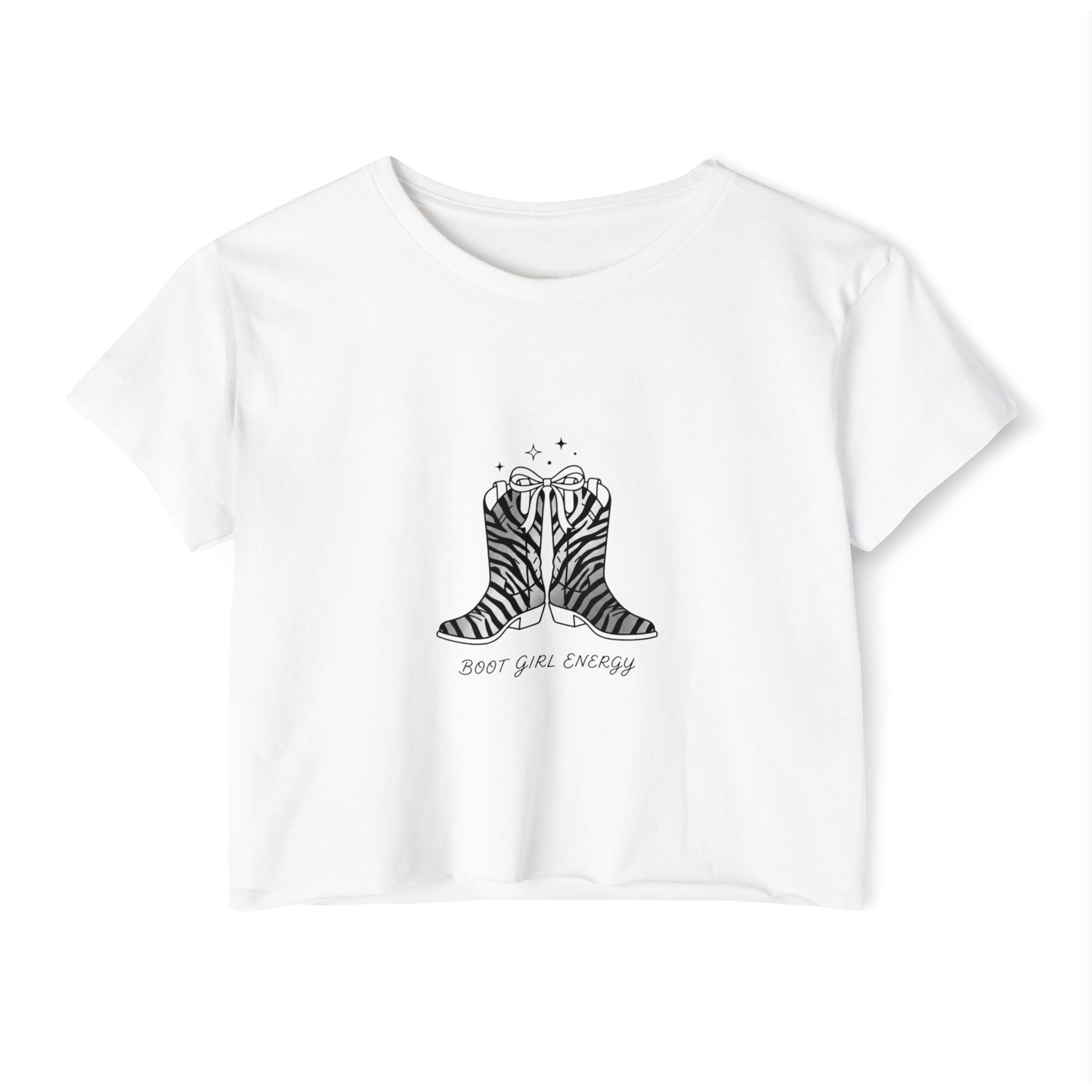 Cowgirl Boots Crop Top — "Boot Girl Energy" Festival Tee