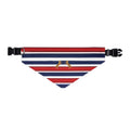 Striped Dog Bandana Collar with Gold Rearing Horses Motif — Nautical Red, White & Blue Pet Accessory