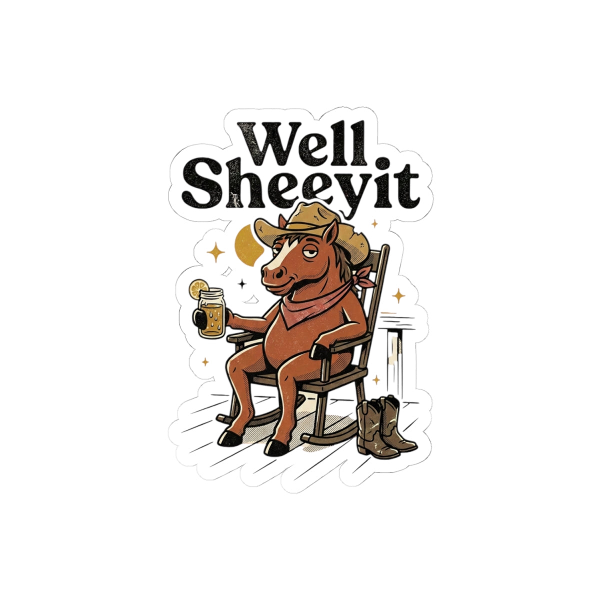 Well Sheeyit Horse Sticker | Vintage Southern, Retro Western, Distressed