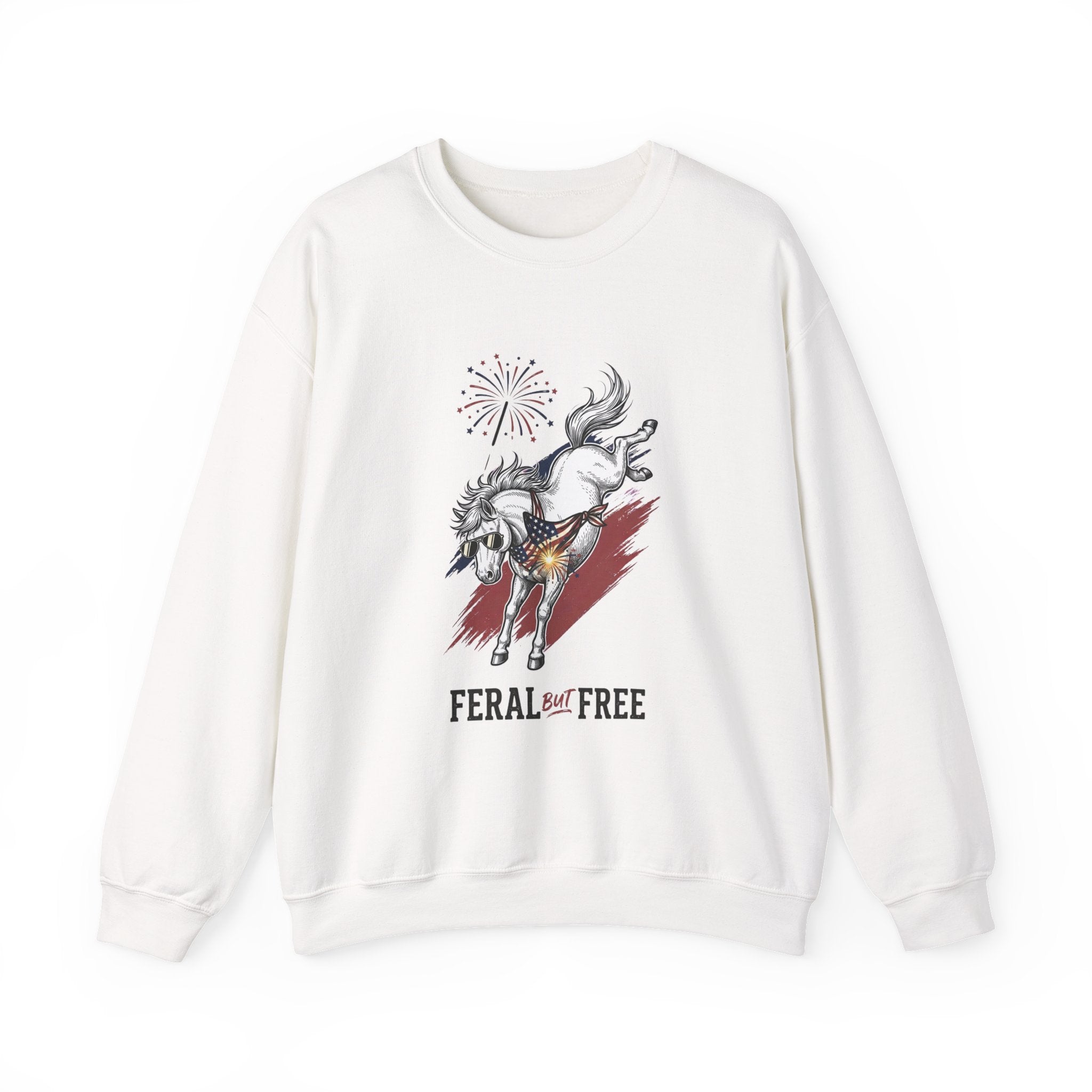 Feral but Free horse illustration Sweatshirt | quirky millennial humor