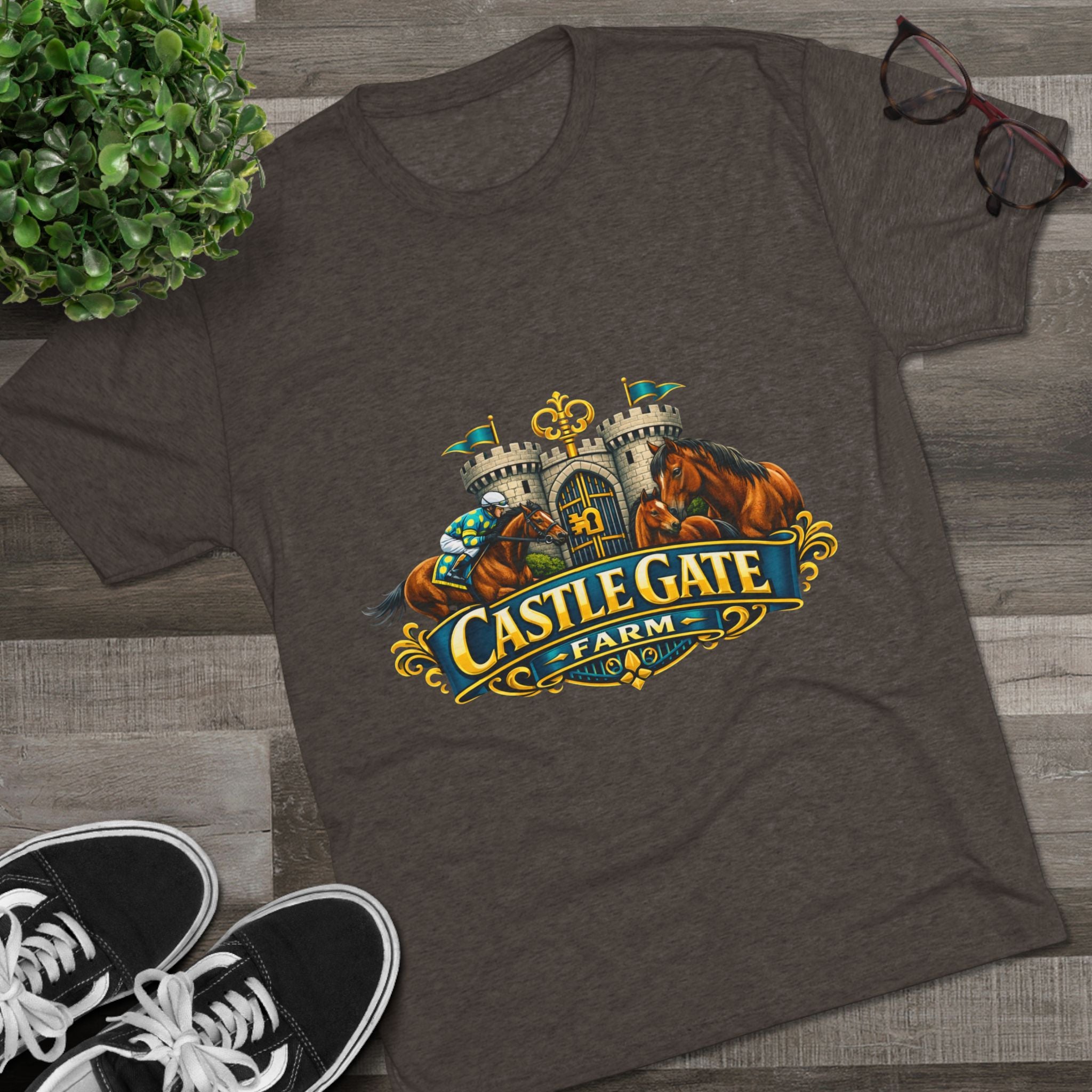 Castle Gate Farm T-Shirt – Retro Crest Logo Tee for Farm Lovers