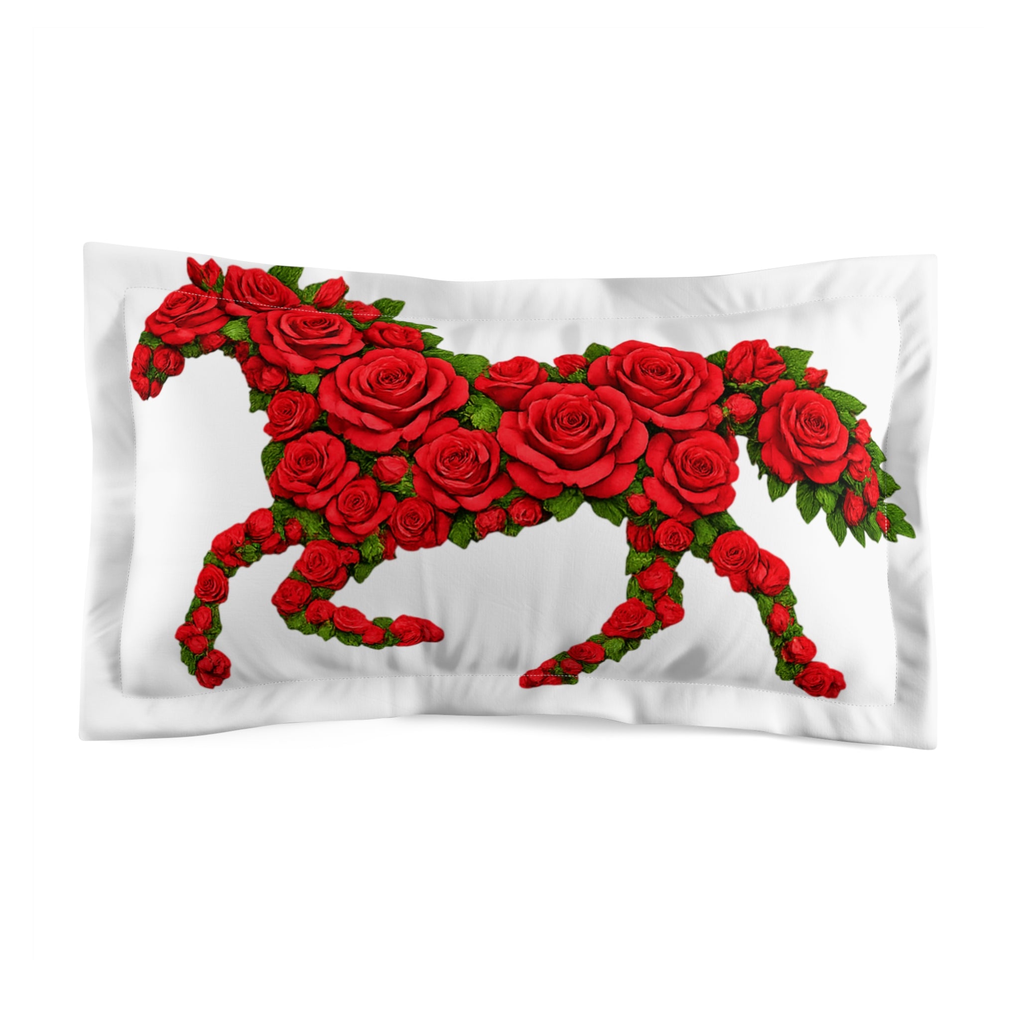 Romantic Rose Horse Pillow Sham — Floral Equine Decorative Pillowcase (Valentine's Day)