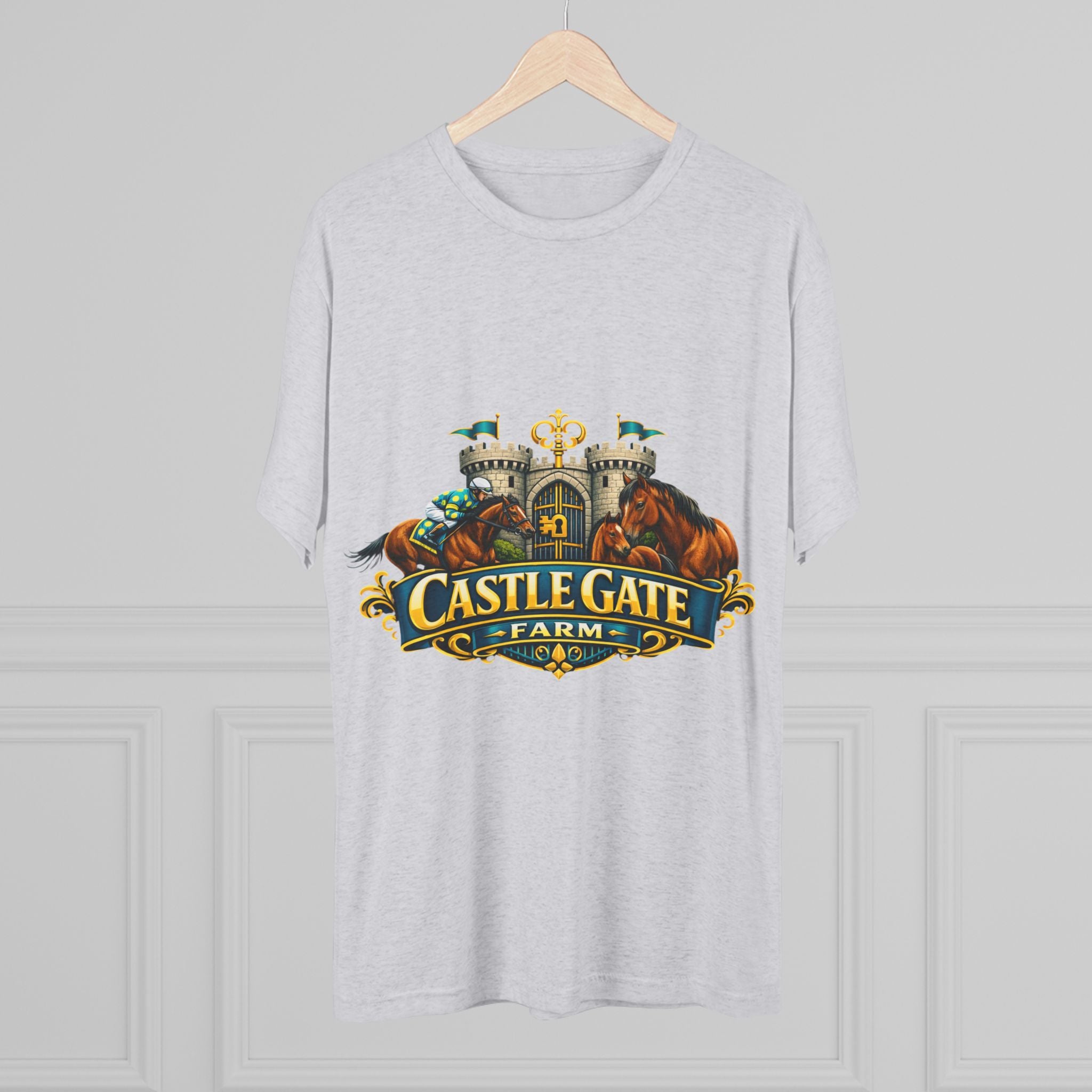 Castle Gate Farm T-Shirt – Retro Crest Logo Tee for Farm Lovers