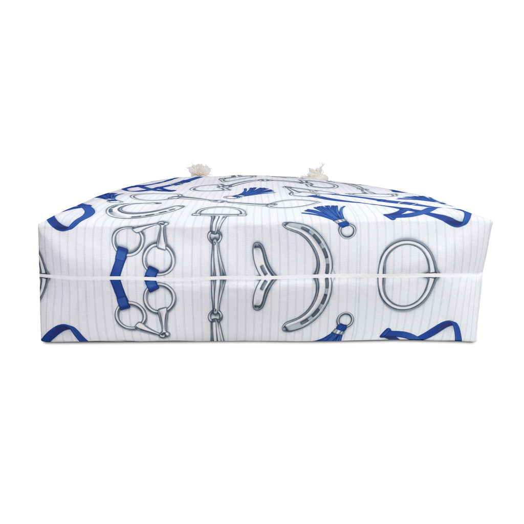Equestrian Bit Pattern Weekender Bag — Nautical Blue Horse Travel Tote