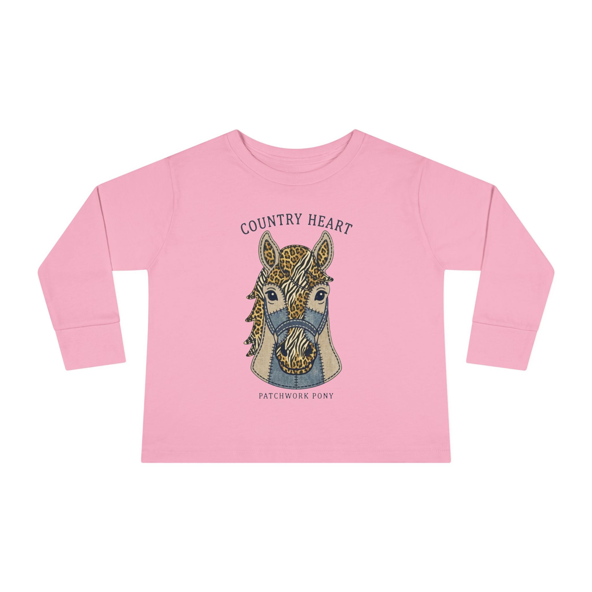 Toddler Long Sleeve Tee — 'Country Heart' Horse Graphic Shirt for Kids