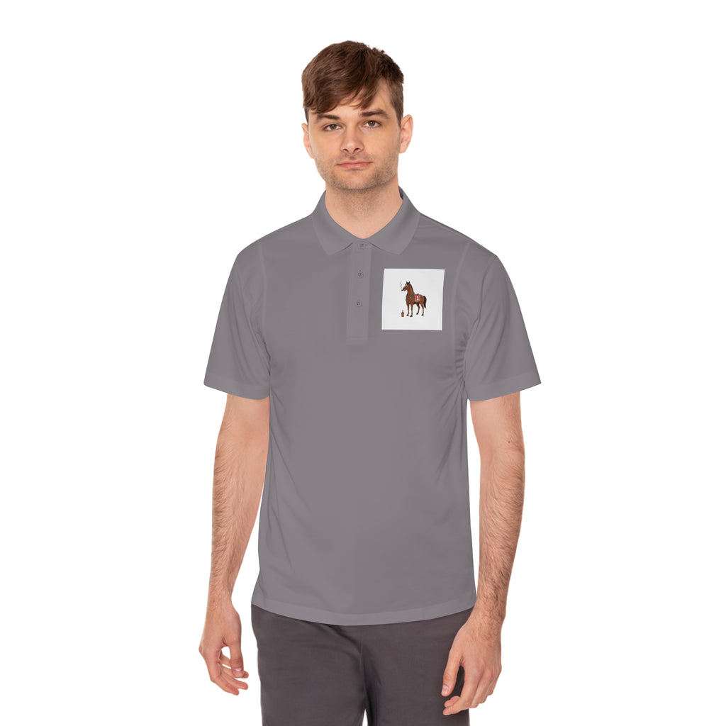 Horse Racing Polo Shirt — Vintage Jockey Saddle & Racing Horse Design