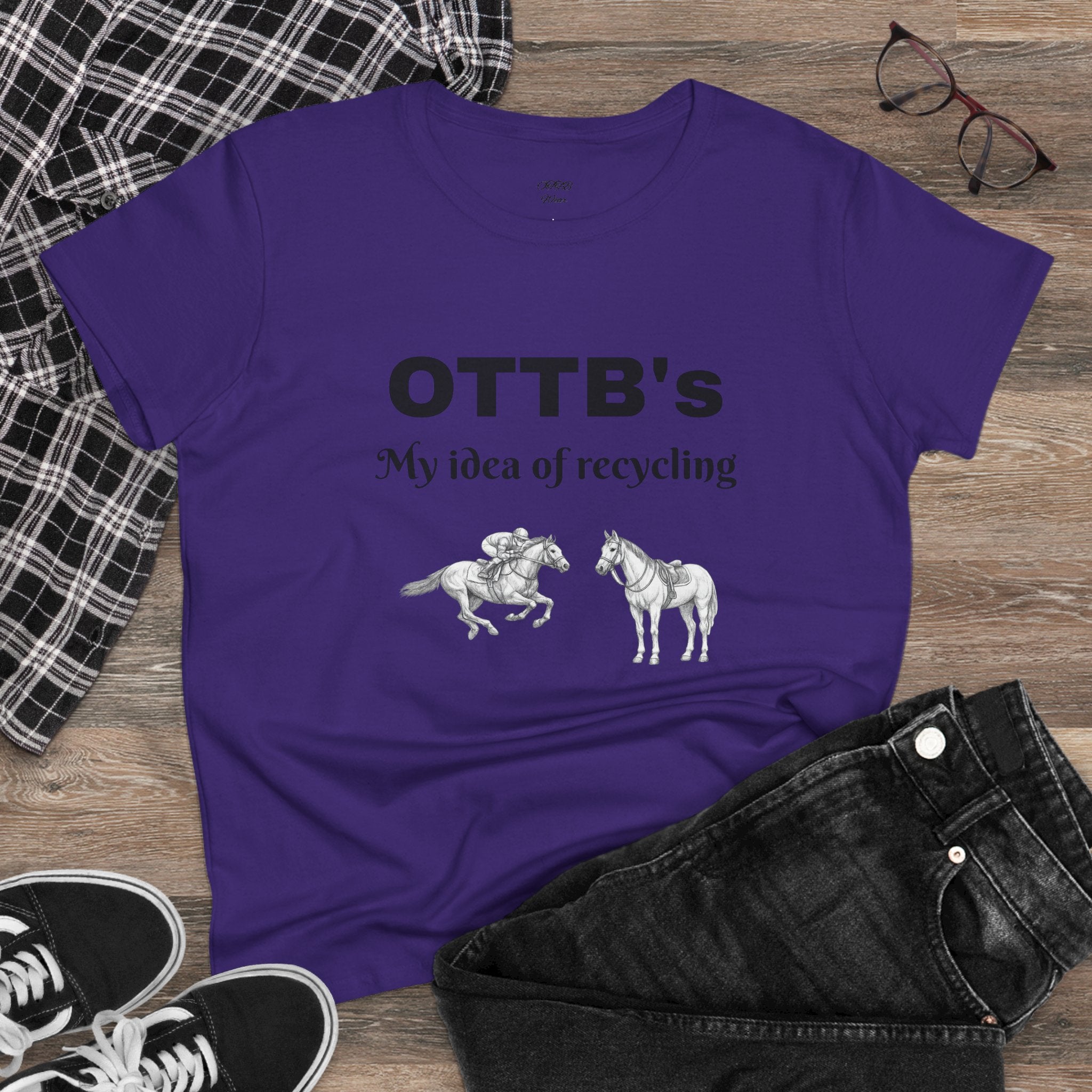 OTTB's Horse T-Shirt - "My idea of recycling" Funny Off-Track Thoroughbred Tee for Equestrians