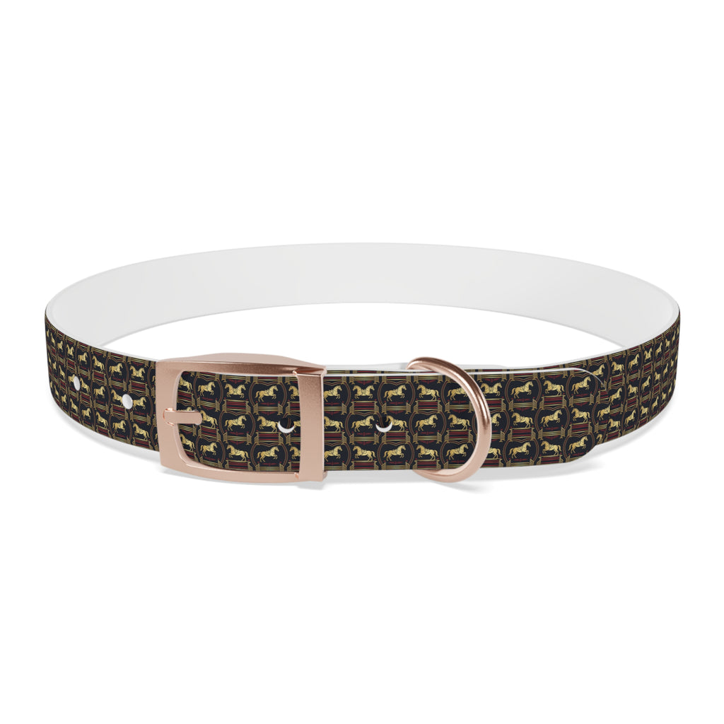 Navy Rich Red and Gold all over Horse Equestrian print dirt and waterproof collar