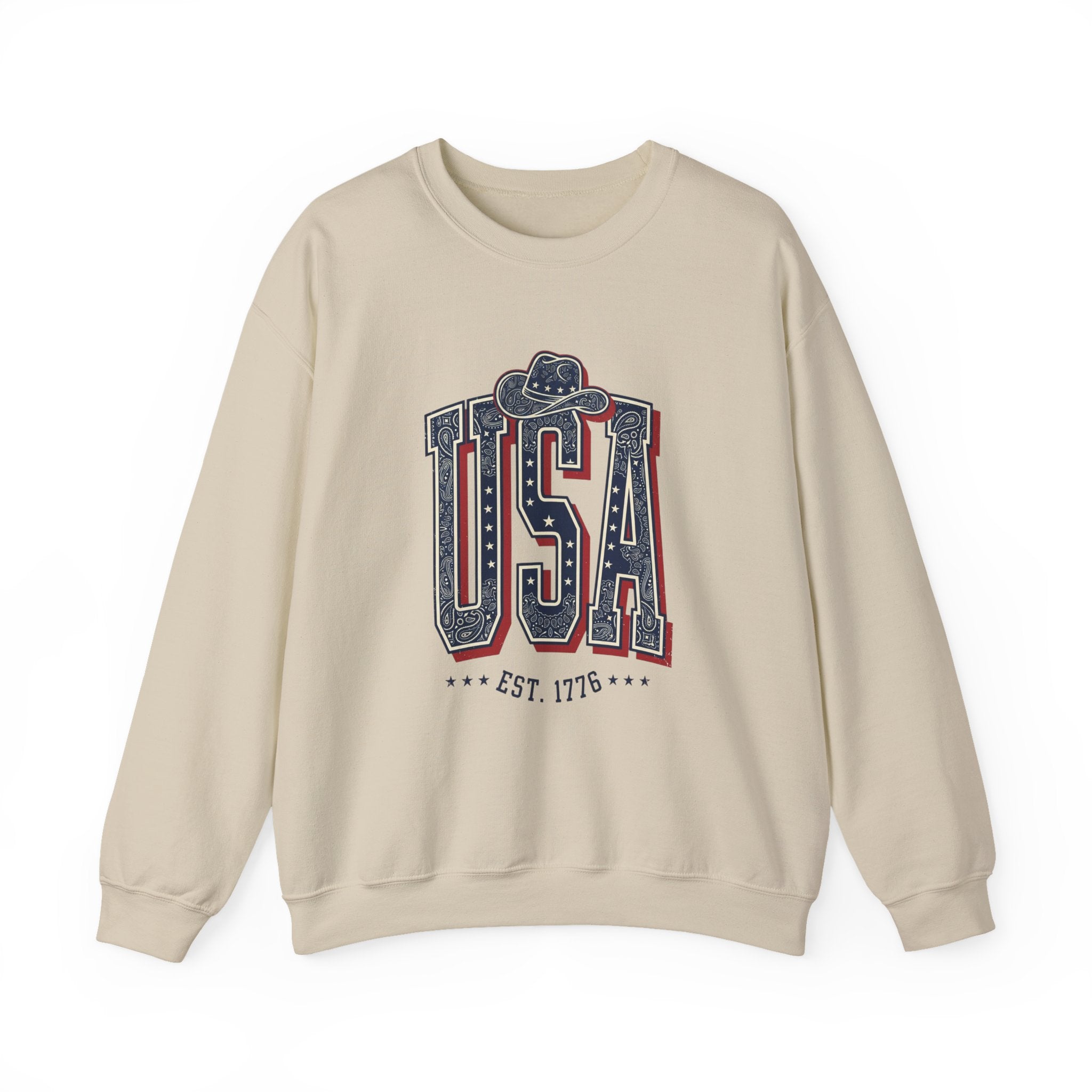 USA Vintage Americana Crewneck Sweatshirt | 4th of July Stars & Red White Blue