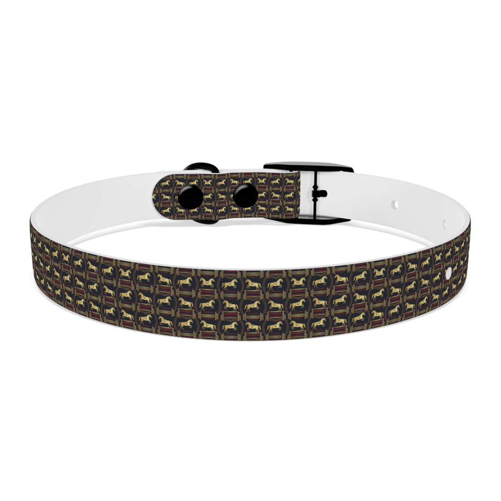 Navy Rich Red and Gold all over Horse Equestrian print dirt and waterproof collar