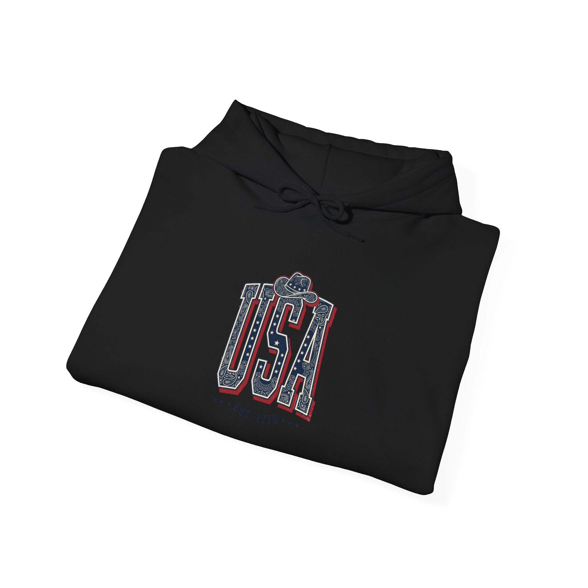 Vintage USA Typography Hoodie | 4th of July Patriotic Americana