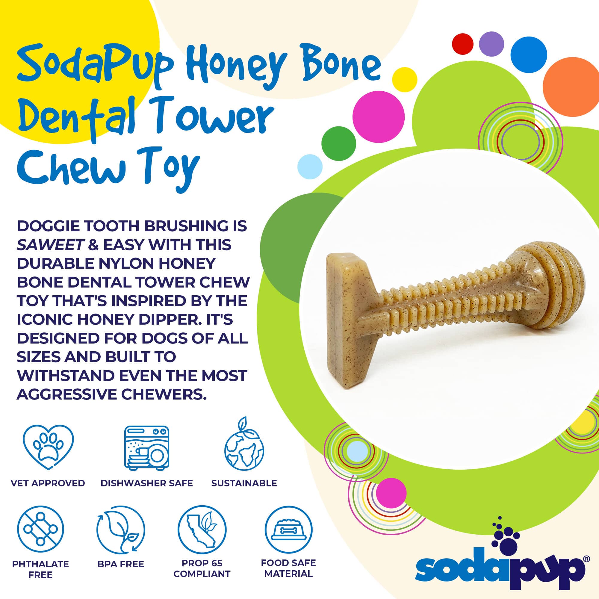 Honey Bone Dental Tower Nylon Chew Toy For Aggressive Chewers